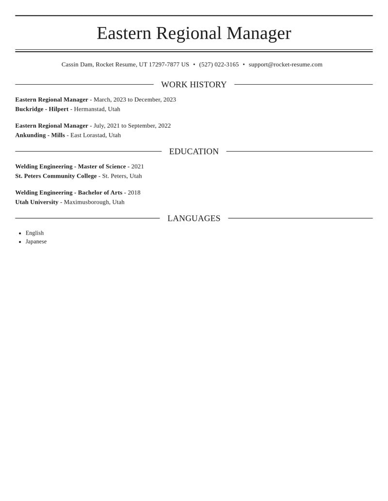 eastern regional manager misc resume elegant template 2 ele