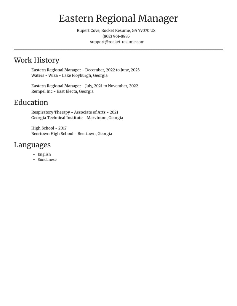 eastern regional manager misc resume focal point template 2 foc