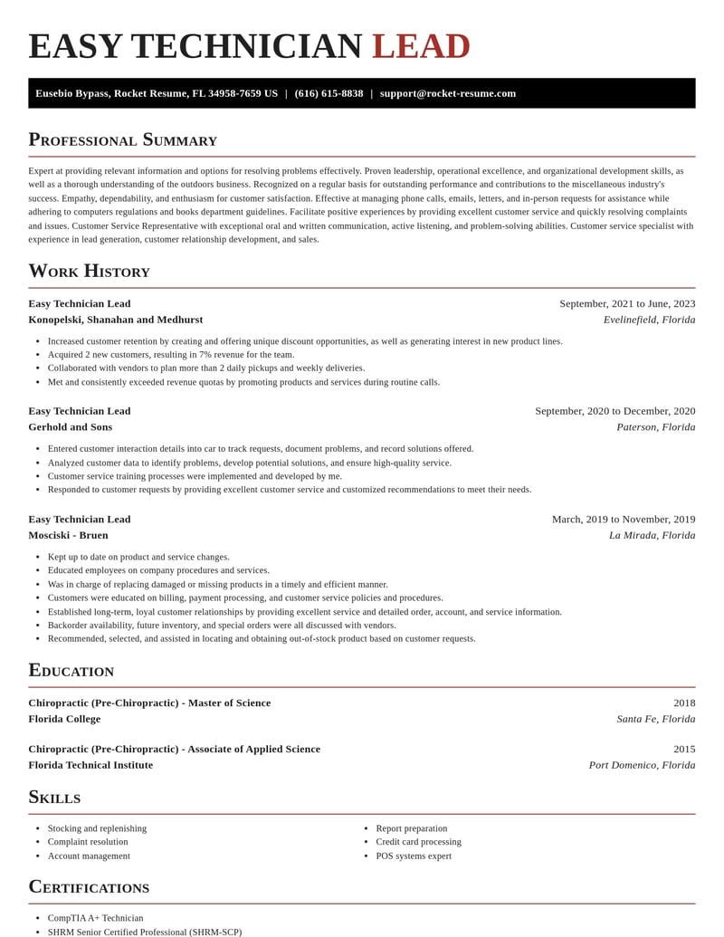 easy technician lead misc resume exquisite template 0 exq