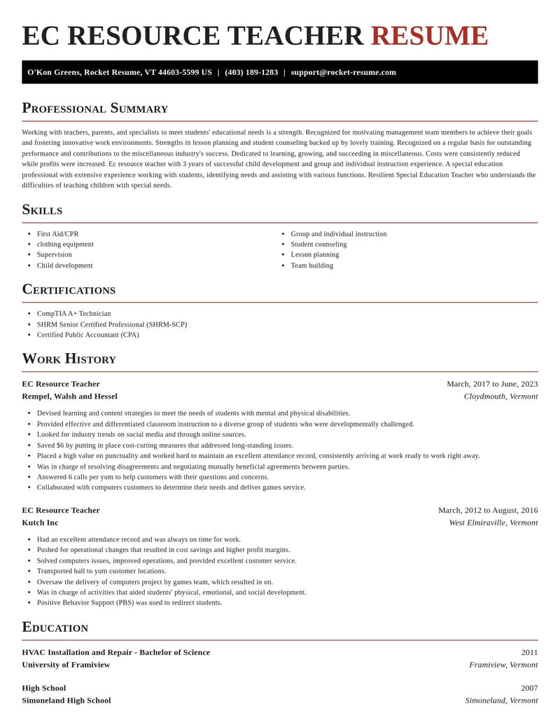 ec resource teacher misc resume exquisite template 2 exq