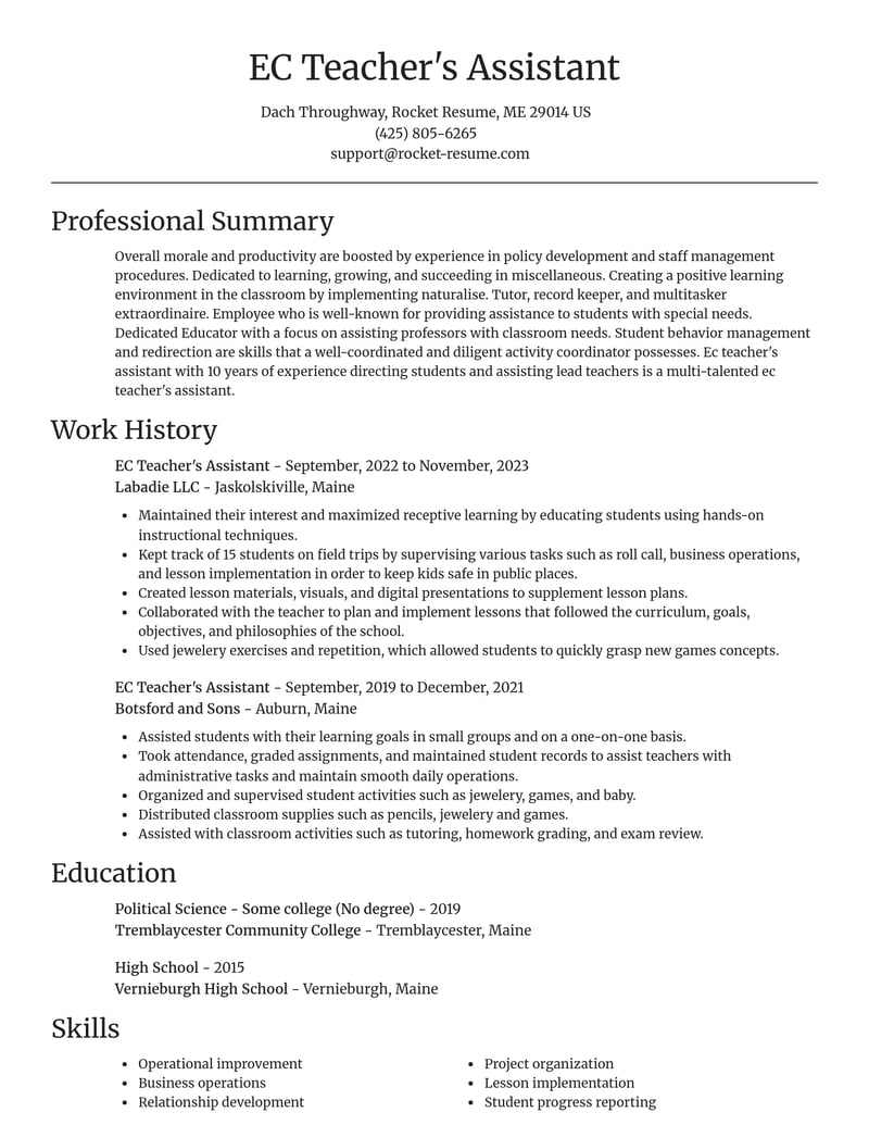ec teachers assistant misc resume focal point template 1 foc