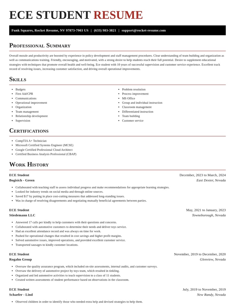 ece student misc resume exquisite template 1 exq