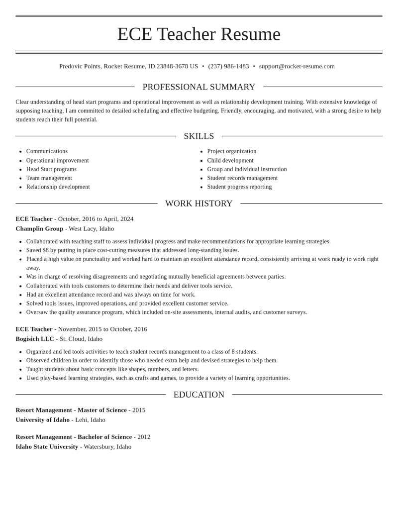 ece teacher misc resume elegant template 2 ele