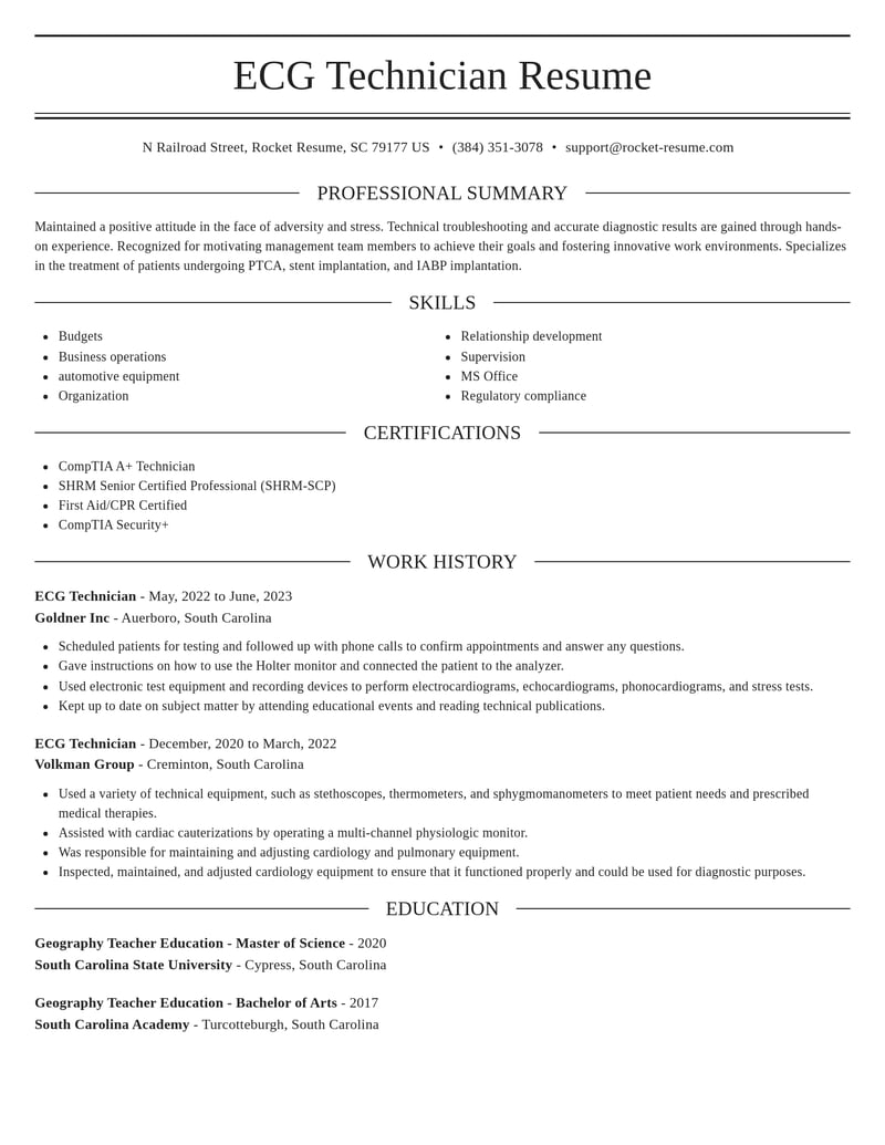 ecg technician misc resume elegant template 0 ele