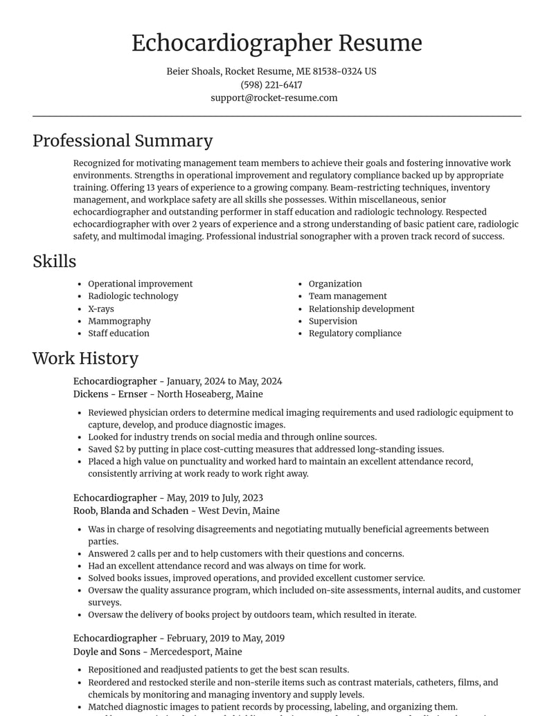 echocardiographer misc resume focal point template 2 foc