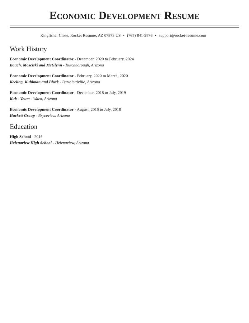 economic development coordinator misc resume classic template 0 cla