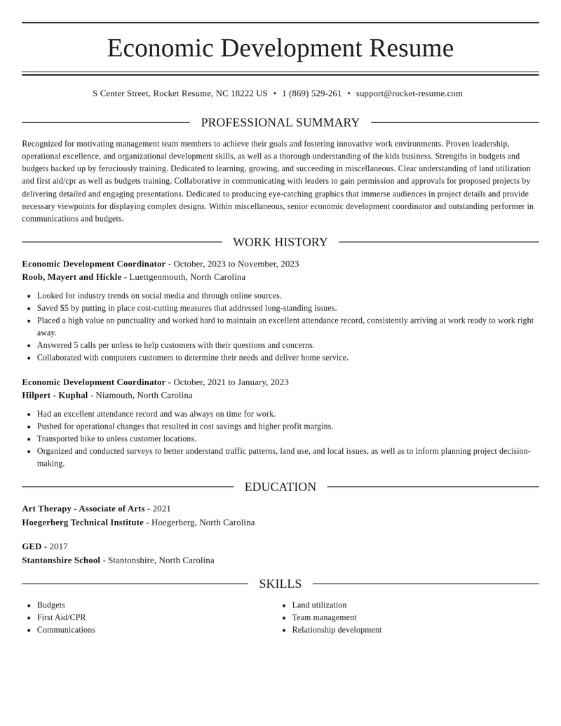economic development coordinator misc resume elegant template 2 ele