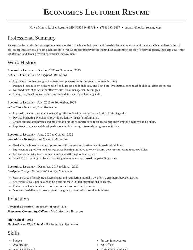 economics lecturer misc resume classic template 0 cla