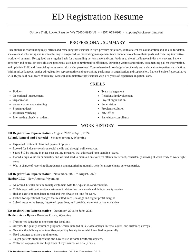 ed registration representative misc resume elegant template 0 ele