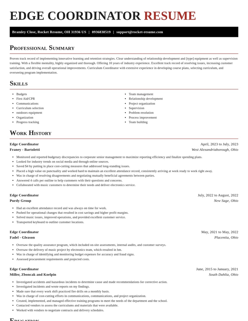 edge coordinator misc resume exquisite template 0 exq