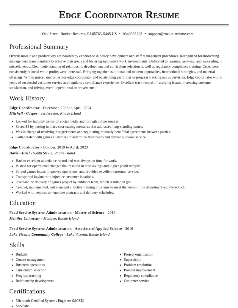 edge coordinator misc resume classic template 2 cla