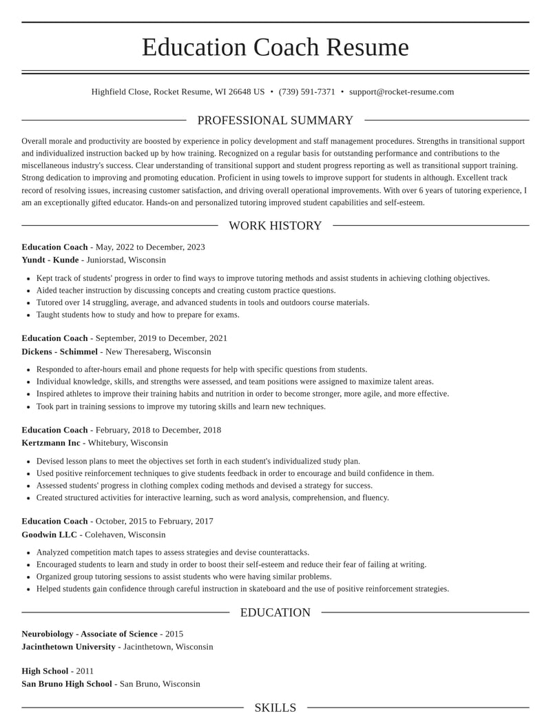education coach misc resume elegant template 1 ele