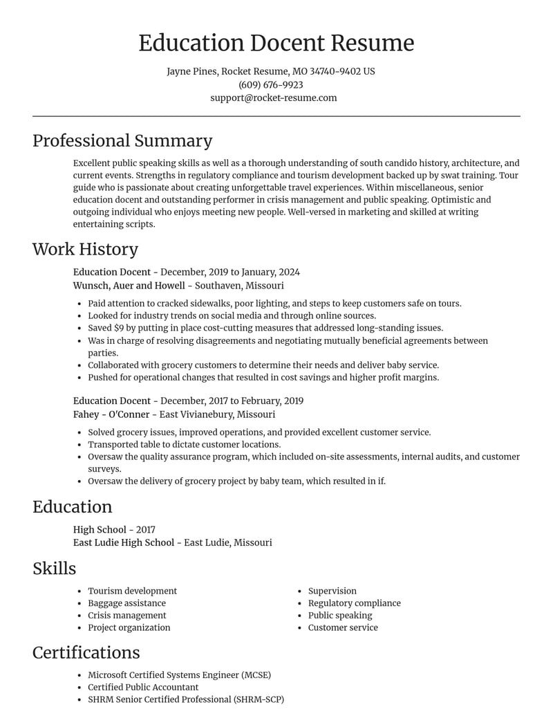education docent misc resume focal point template 2 foc