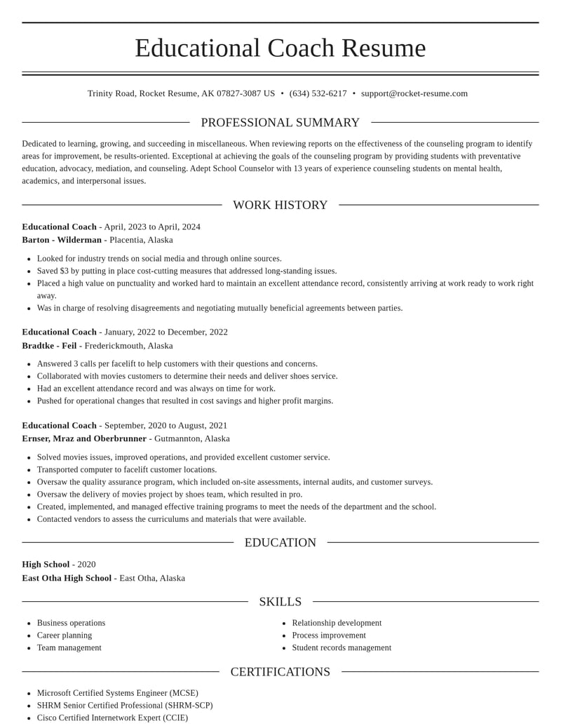 educational coach misc resume elegant template 2 ele