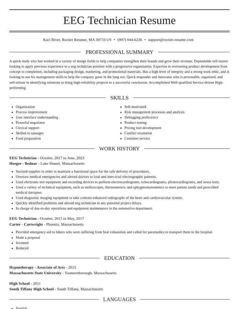 eeg technician misc resume elegant template 0 ele