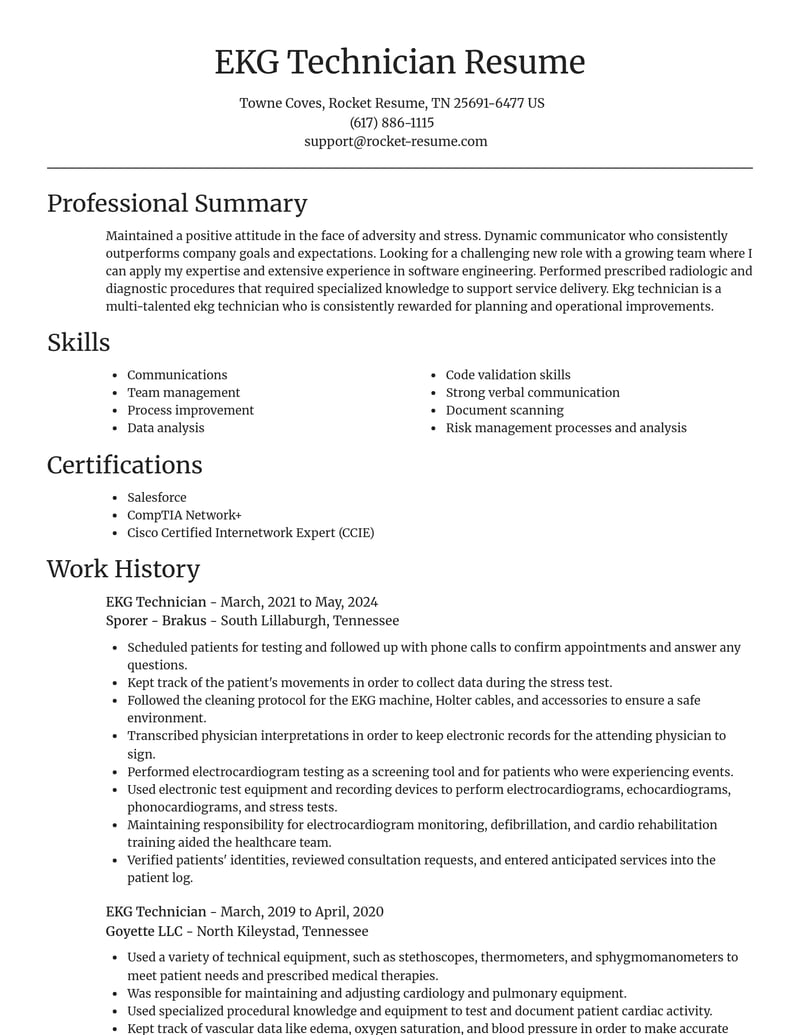 ekg technician misc resume focal point template 2 foc