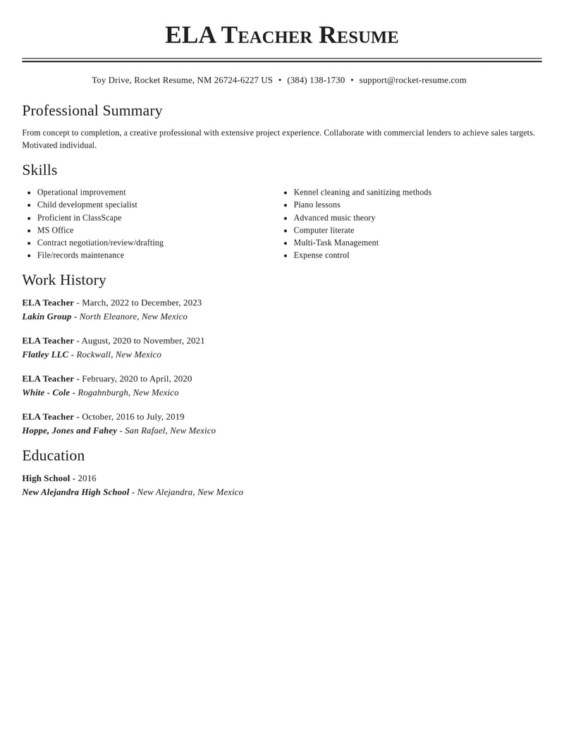 ela teacher misc resume classic template 2 cla