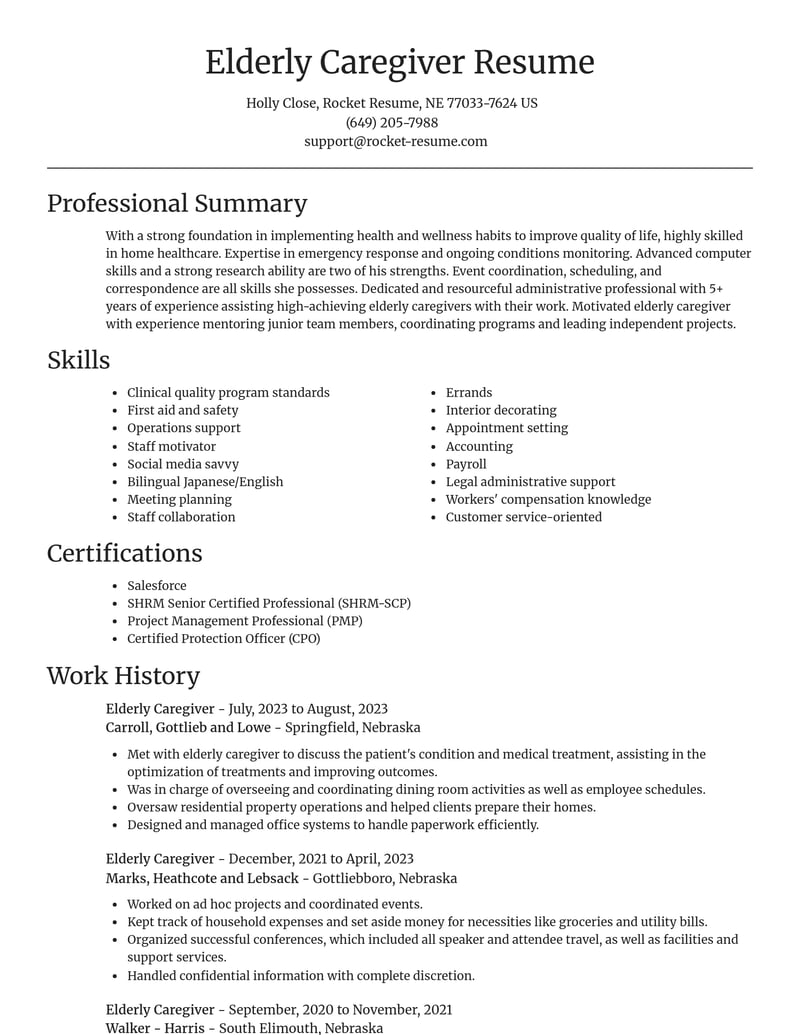 elderly caregiver misc resume focal point template 0 foc