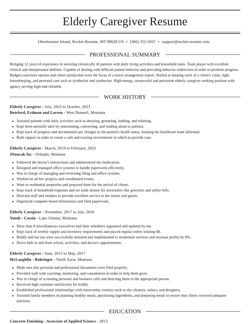 elderly caregiver misc resume elegant template 2 ele