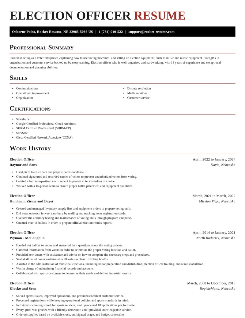 election officer misc resume exquisite template 0 exq