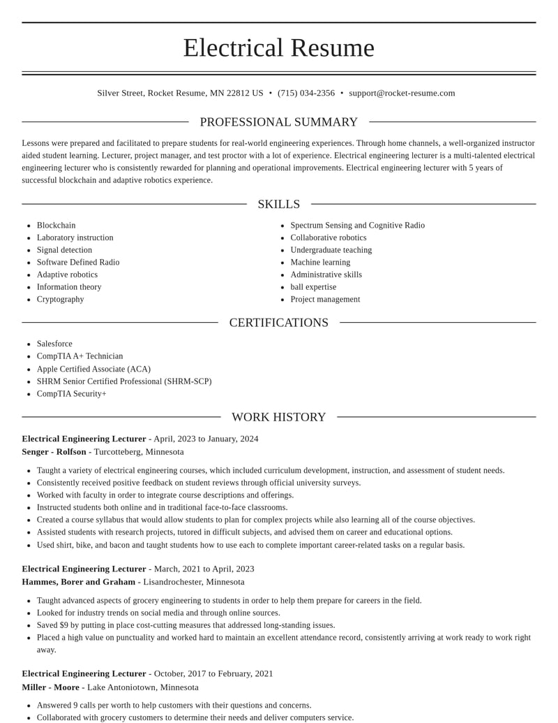 electrical engineering lecturer misc resume elegant template 1 ele