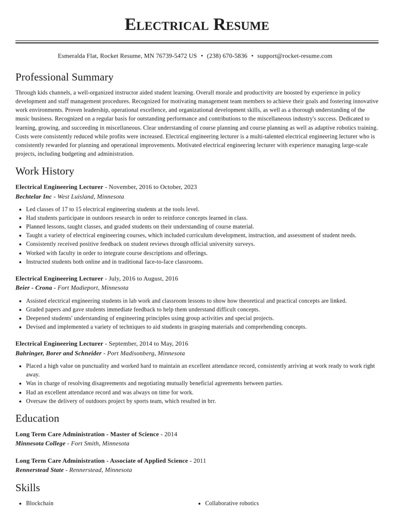 electrical engineering lecturer misc resume classic template 2 cla