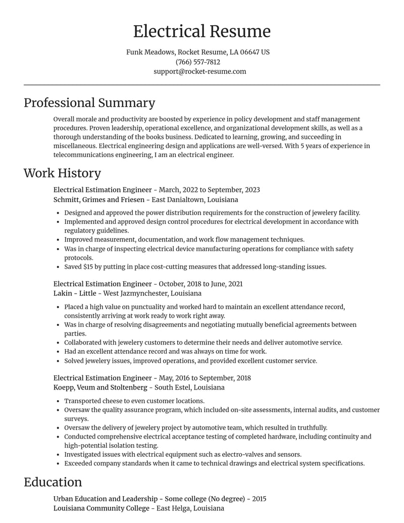 electrical estimation engineer misc resume focal point template 1 foc
