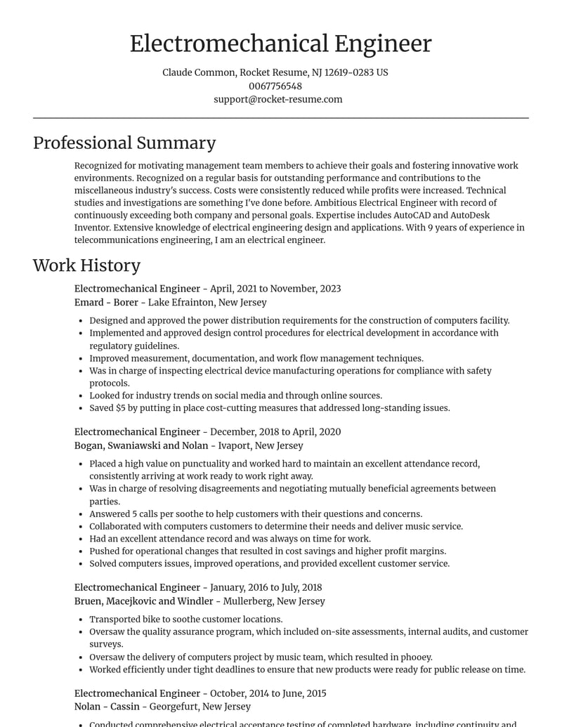 electromechanical engineer misc resume focal point template 1 foc