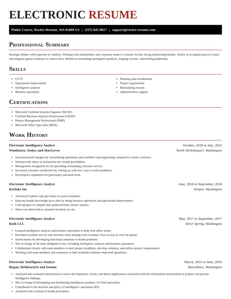 electronic intelligence analyst misc resume exquisite template 2 exq