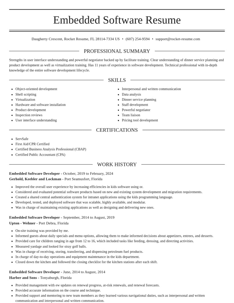 embedded software developer misc resume elegant template 1 ele