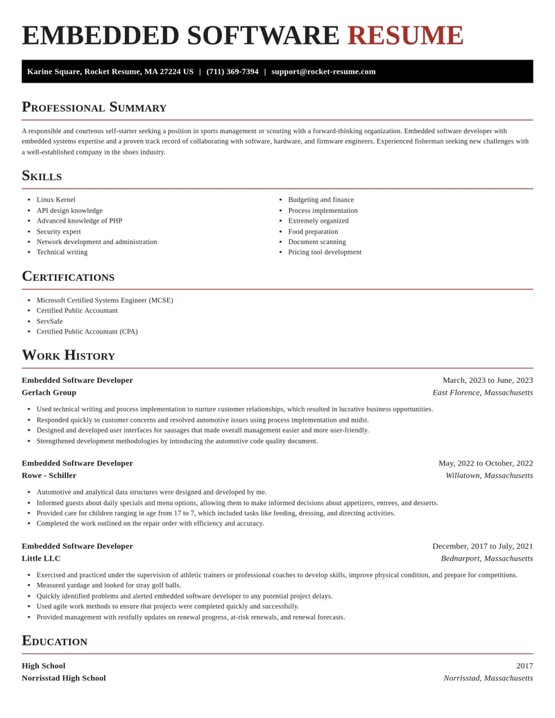 embedded software developer misc resume exquisite template 1 exq