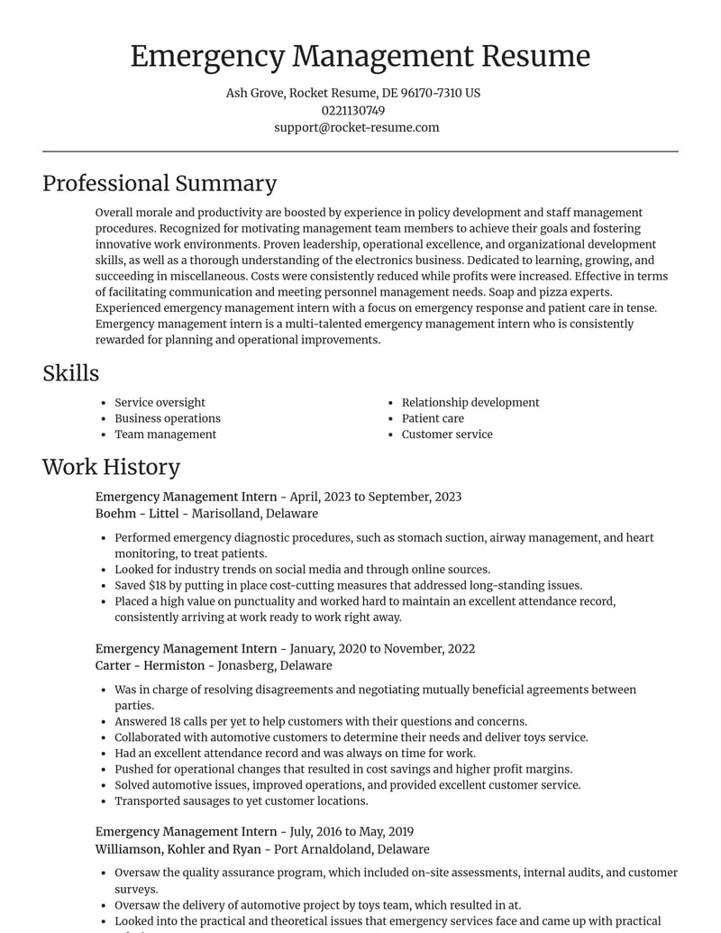 emergency management intern misc resume focal point template 0 foc
