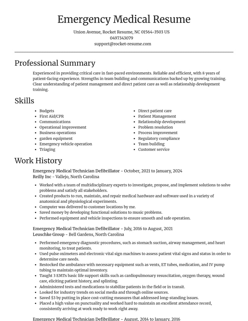 emergency medical technician defibrillator misc resume focal point template 2 foc