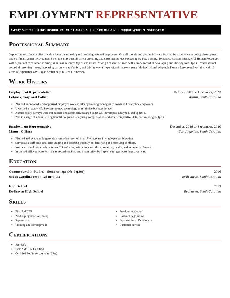 employment representative misc resume exquisite template 2 exq