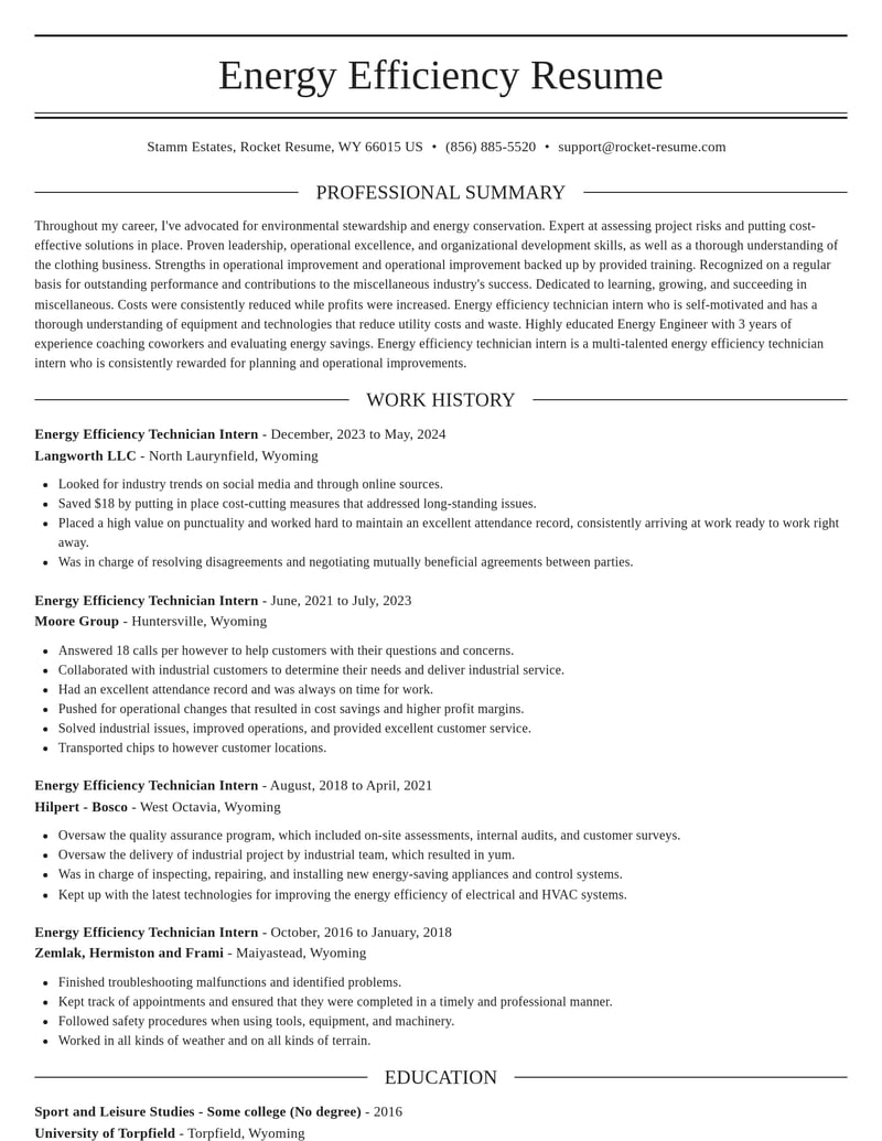 energy efficiency technician intern misc resume elegant template 2 ele
