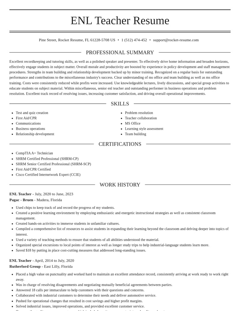 enl teacher misc resume elegant template 2 ele