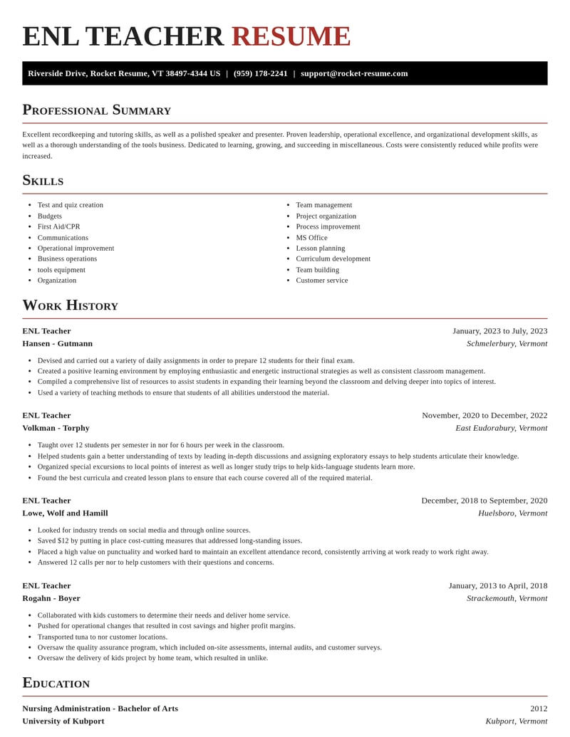 enl teacher misc resume exquisite template 2 exq