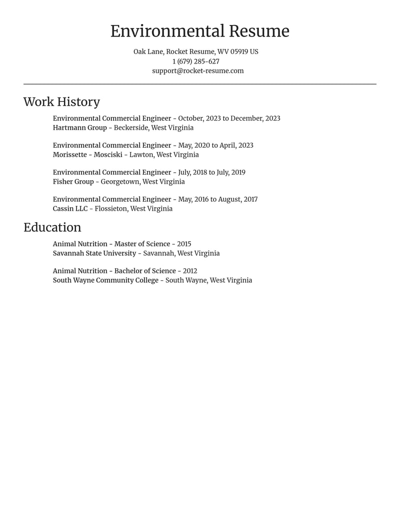 environmental commercial engineer misc resume focal point template 1 foc