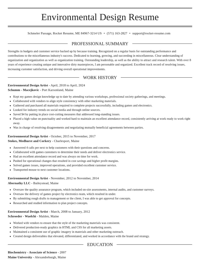 environmental design artist misc resume elegant template 2 ele