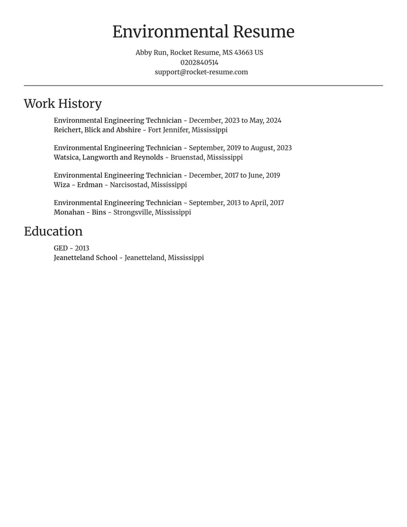 environmental engineering technician misc resume focal point template 1 foc