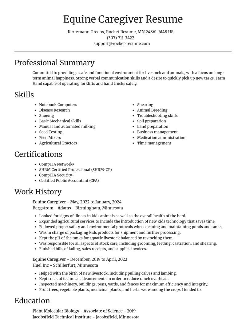 equine caregiver misc resume focal point template 0 foc