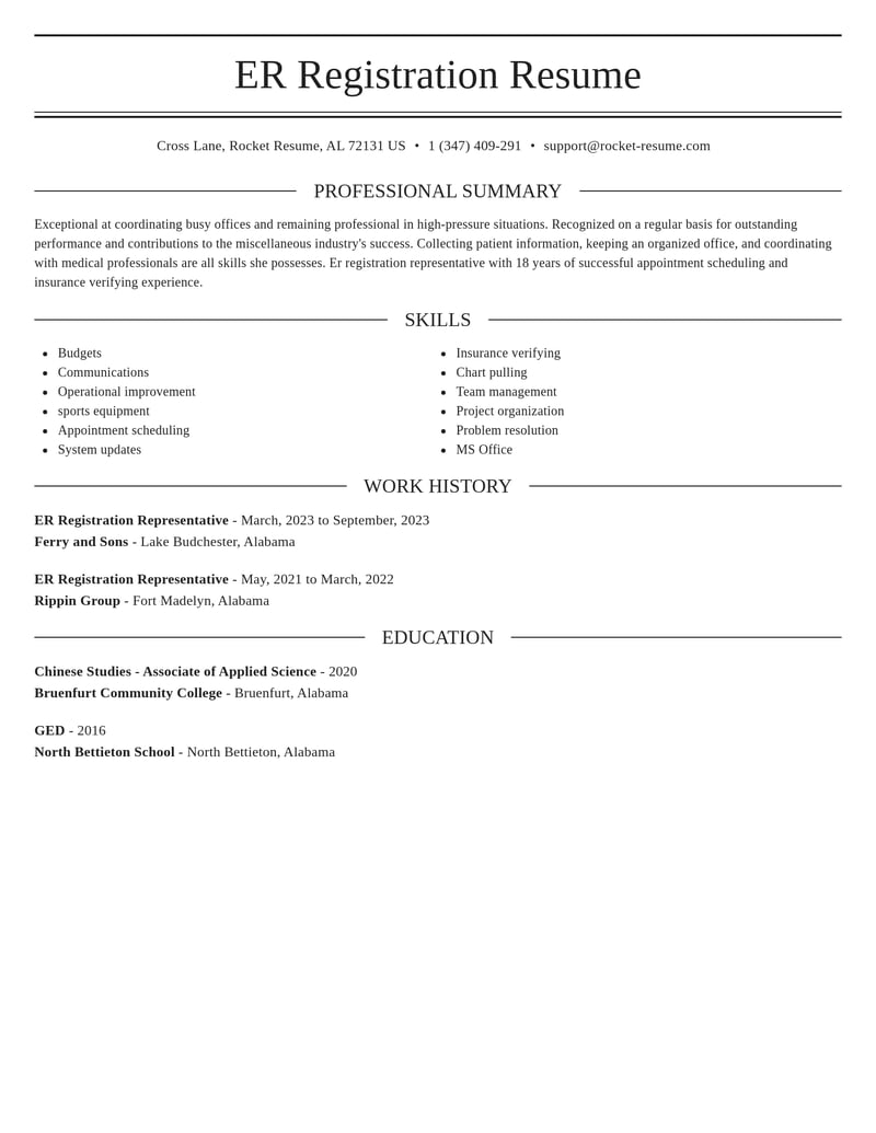 er registration representative misc resume elegant template 0 ele