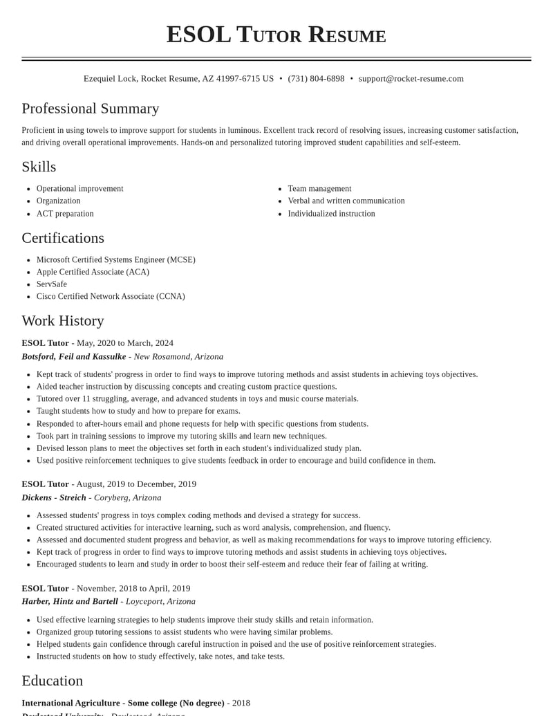 esol tutor misc resume classic template 2 cla