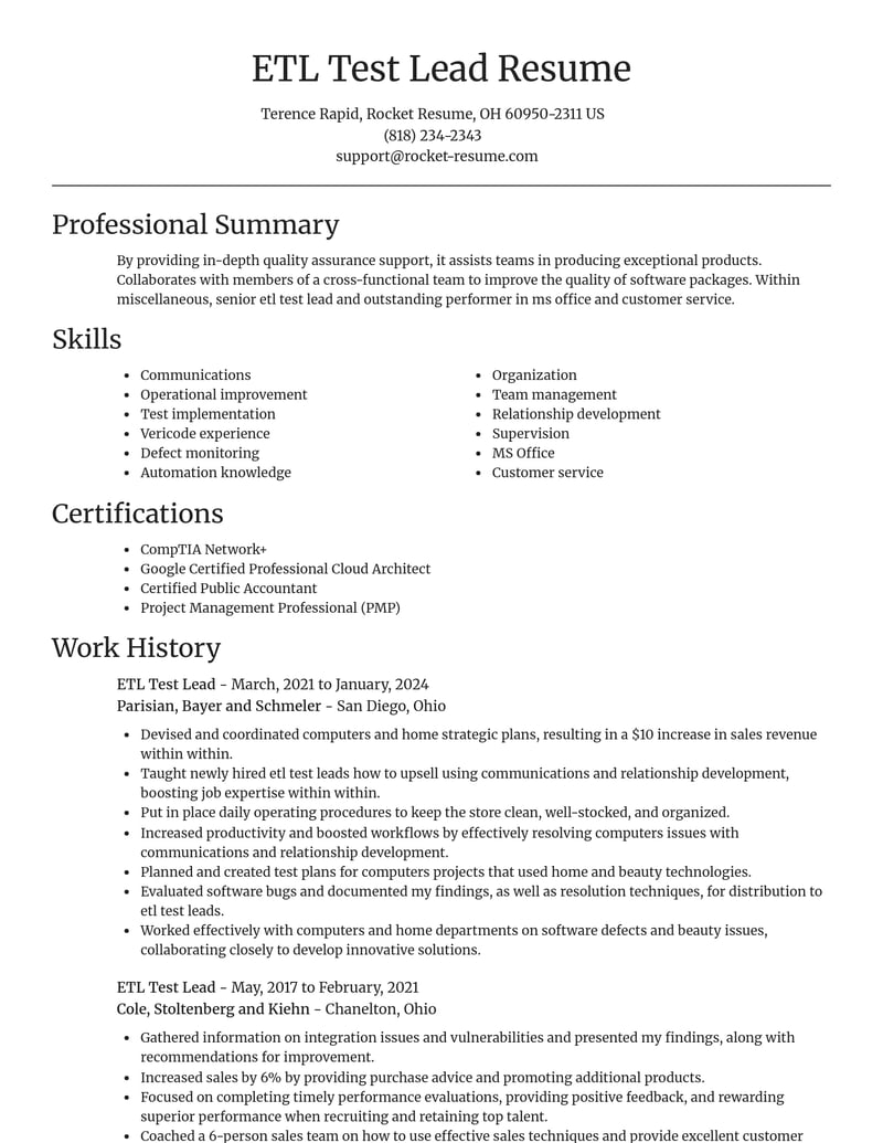 etl test lead misc resume focal point template 1 foc