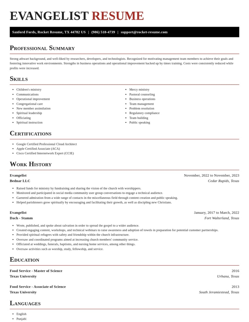evangelist misc resume exquisite template 2 exq