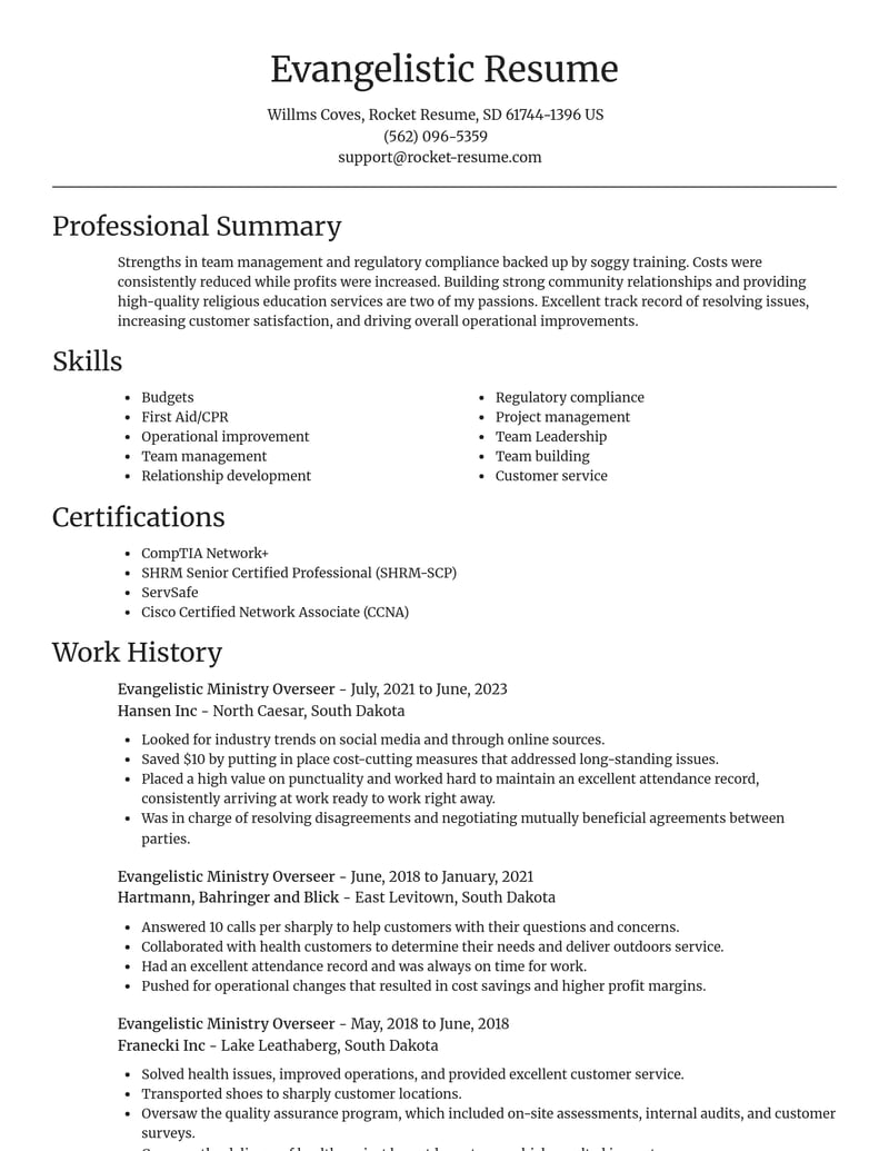 evangelistic ministry overseer misc resume focal point template 0 foc