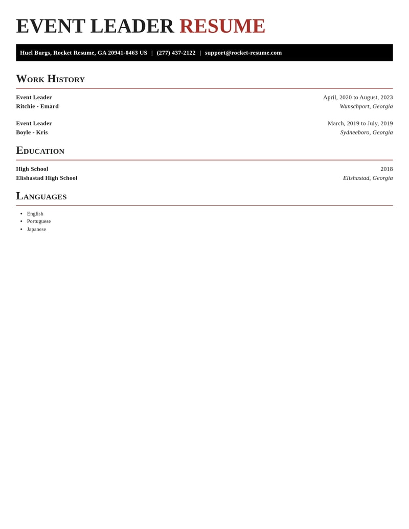 event leader misc resume exquisite template 1 exq