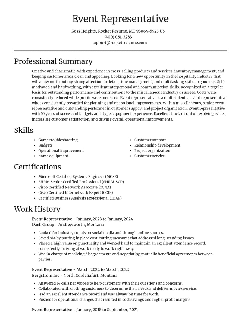 event representative misc resume focal point template 0 foc