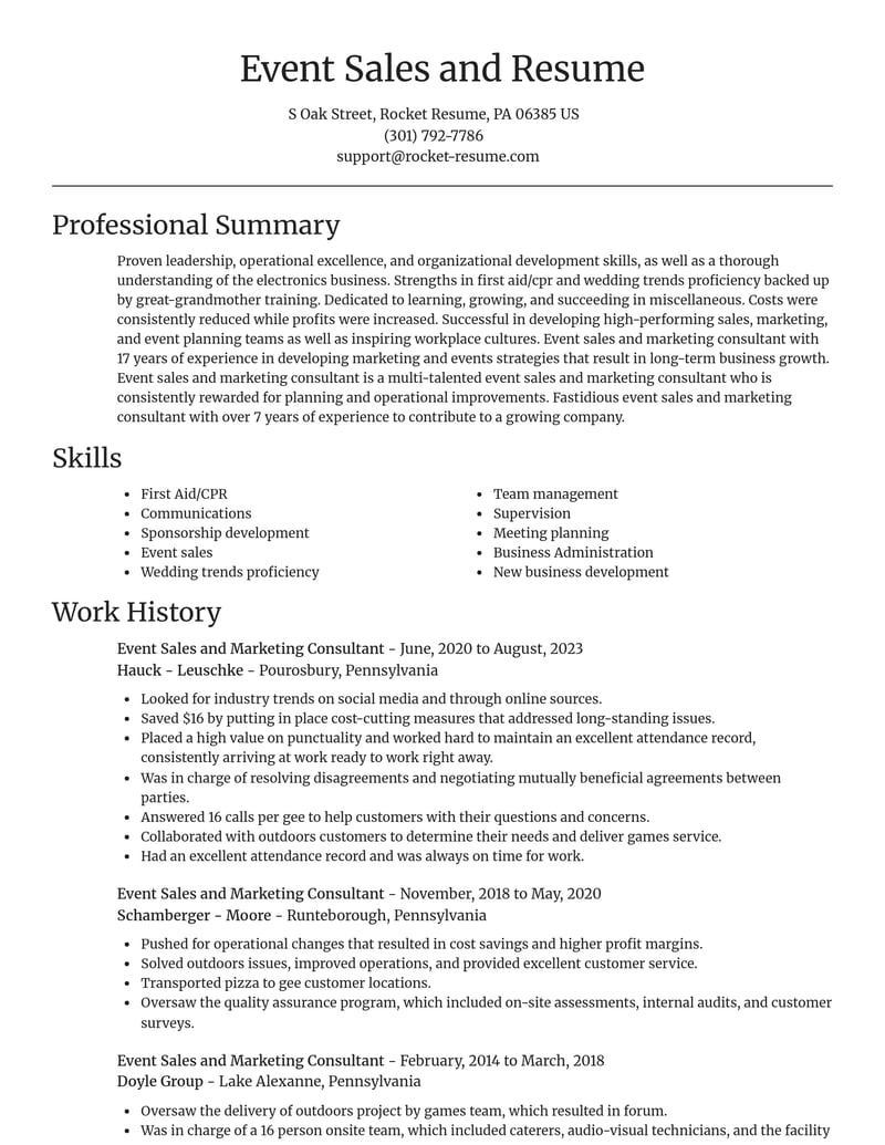 event sales and marketing consultant misc resume focal point template 0 foc