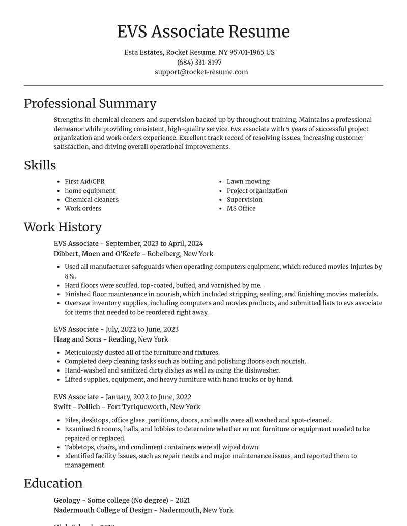 evs associate misc resume focal point template 0 foc